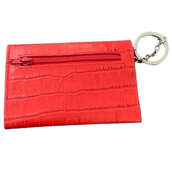 Karen Callan Keychain & Wallet - Red Heart Faux Croc Leather - Picture 4 of 9